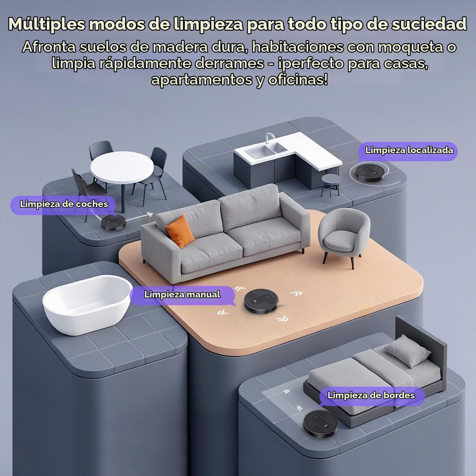 MONSGA Robot Aspirador,Robot Aspirador y Fregasuelos 4000Pa Presión de Succión, Autonomía 140 Minutos, Sensores Anticaídas y Cepillo Multifunción, TotalSurface, App Control | Robot Aspirador y Fregasuelos 3 en 1,Autonomía 140 Minutos, Sensores Anticaídas,