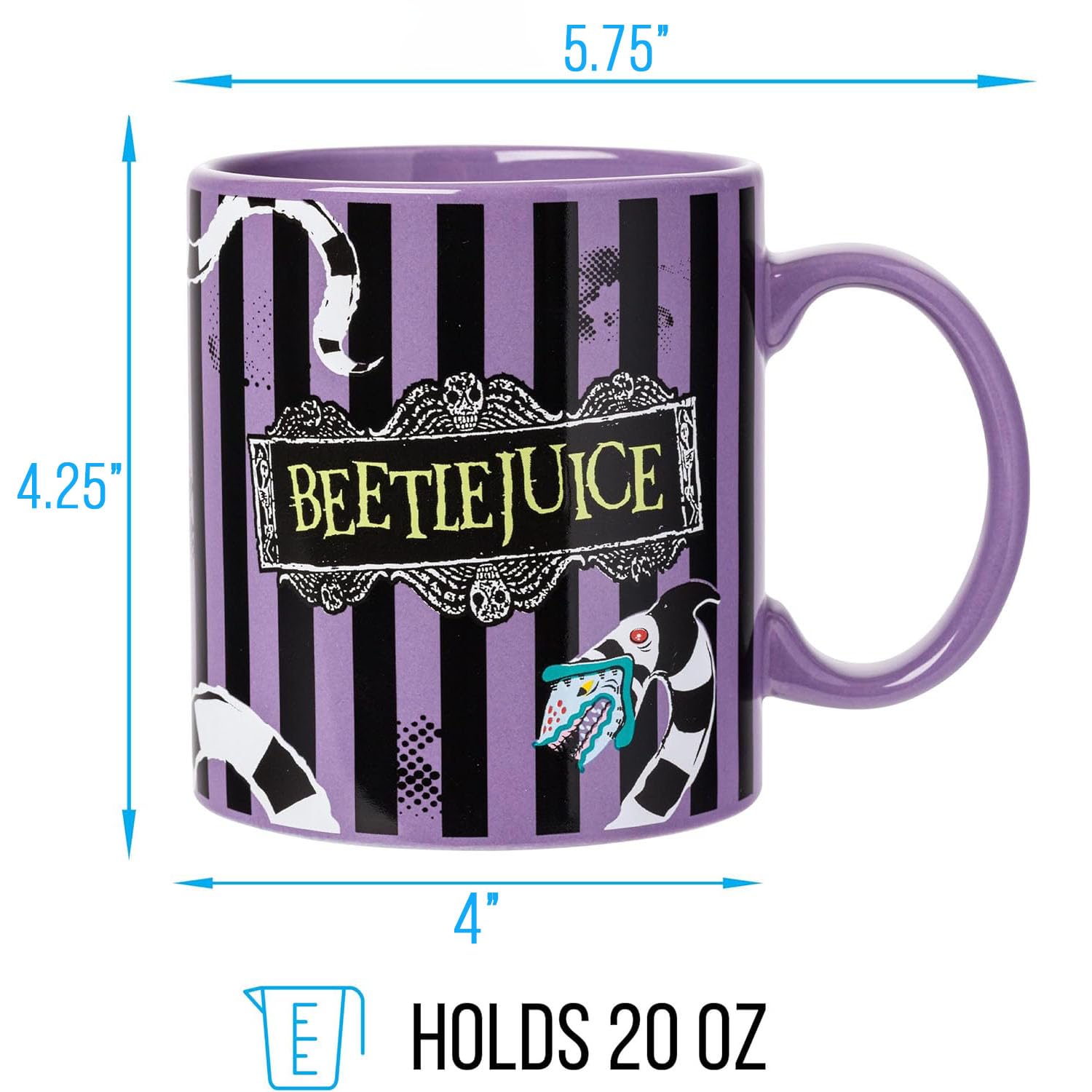 Silver Buffalo Beetlejuice Keramiktasse mit Sandwurm, 590 ml | 0,59 Liter