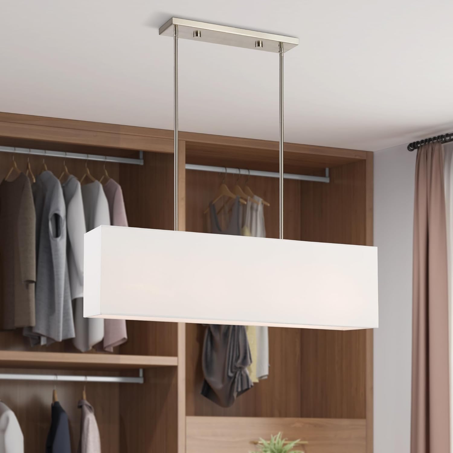 Livex 41155-91 Transitional Four Light Linear Chandelier from Summit Collection in Pwt, Nckl, B/S, Slvr. Finish, 36.00 inches, Brushed Nickel
