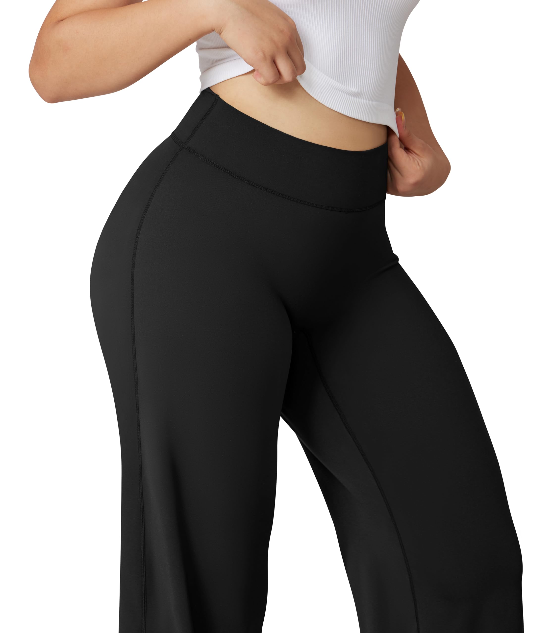 OQQ Pantaloni Donna Yoga Gamba Larga Vita Alta Elastico Casual Leggings Gamba Dritta da Fitness Sportivi per Donna