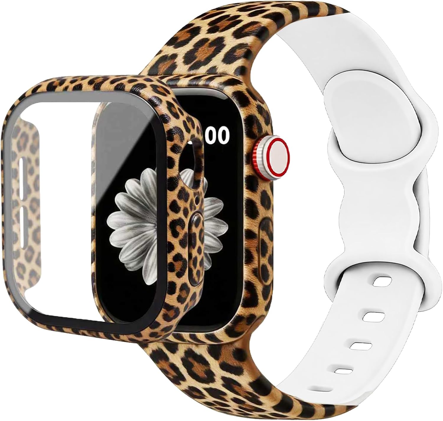 Sport Printed with Pattern Watch Bands Screen Protector Case Compatible with Apple Watch Series 11/10 46mm/42mm,Series 9/8/7 45mm/41mm,Series 6/5/4/SE3/SE2/SE 44mm/40mm,for Women Men（Please Select The Correct Size）