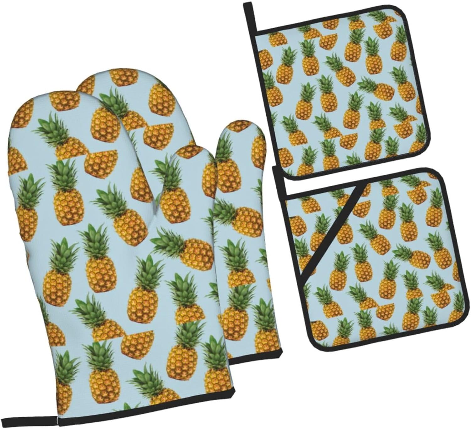 Pineapples (3) Kitchen baking four piece set, fit for cooking and baking, oven, microwave, and outdoor barbecue