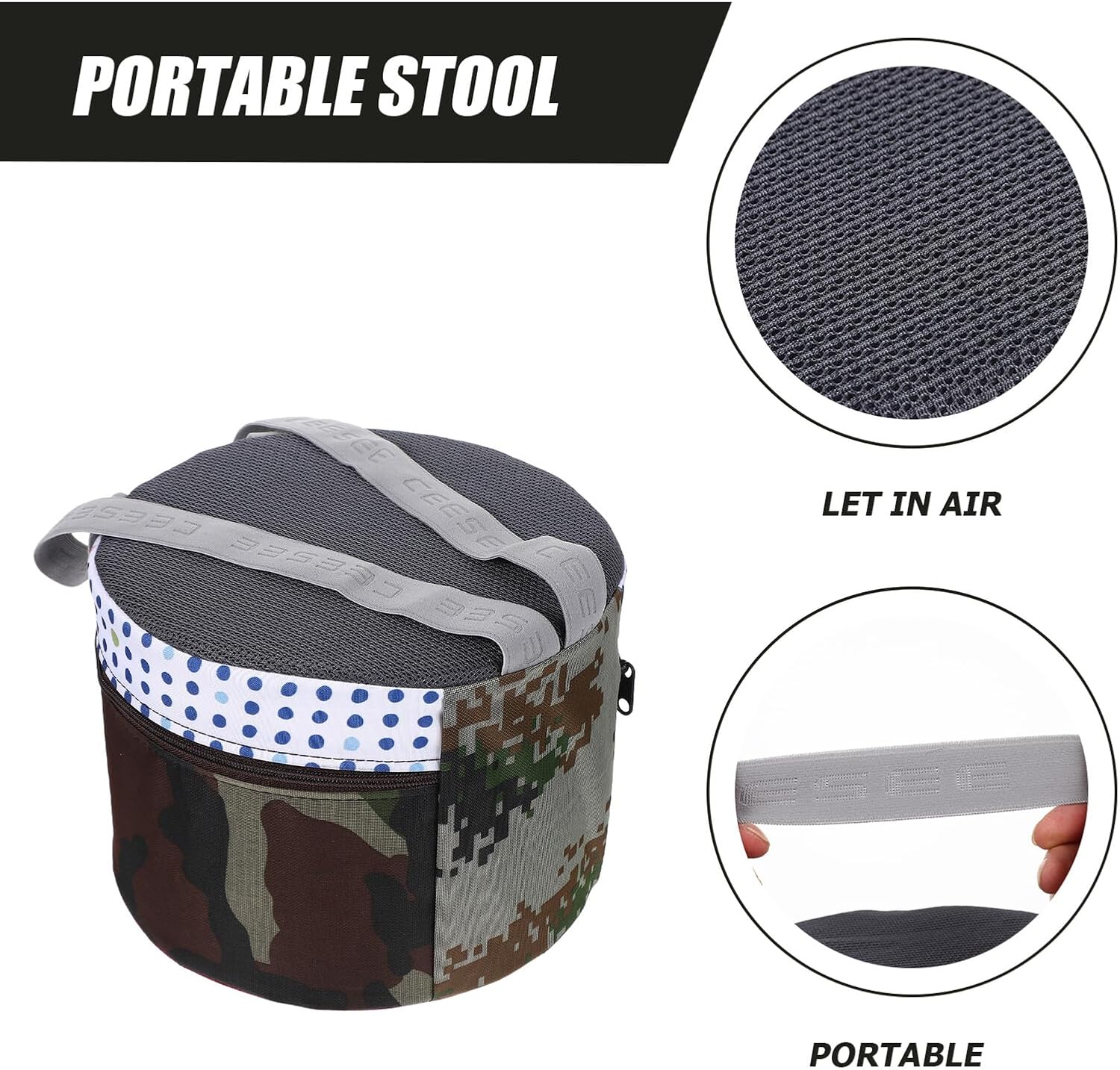 Portable Camping Stool Outdoor Gardening Stool Lightweight Breathable Foam Seat 18cm Compact Weeding Work Chair for Hiking and Field
