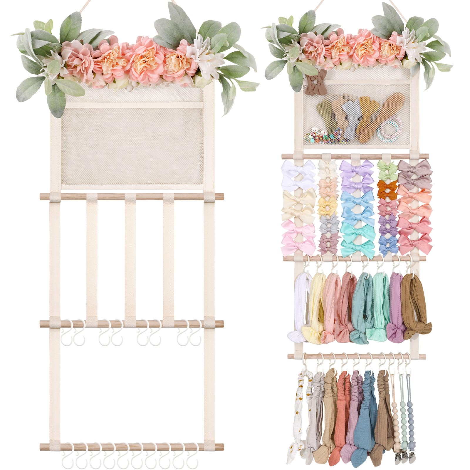 POVETIRE Headband Holder Hair Bows Organizer for Girls Hair Accessories Display Storage Wall Hanging Decor for Baby Nursery