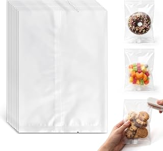100 Pcs 5x7 Inch Cookie Bags, Frosted Matte Heat Seal Treat Packaging | Great for cottage bakers and cookie sellers, individual cookie packaging, brownies, desserts, party favors, weddings, gifts