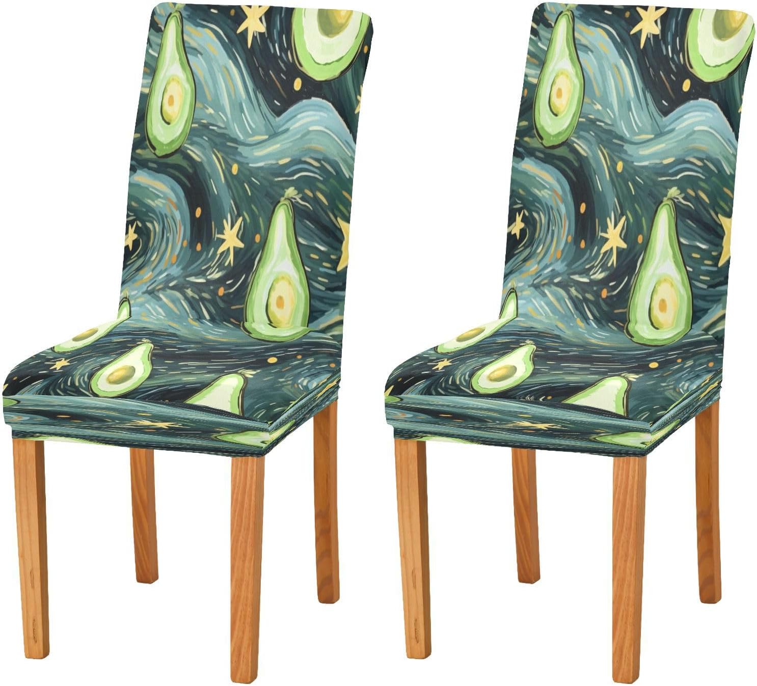 ALAZA Avocado Starry Night Galaxy Stretch Removable Washable Short Dining Chair Protector Cover Seat Slipcover for Restaurant Hotel Banquet Wedding Party