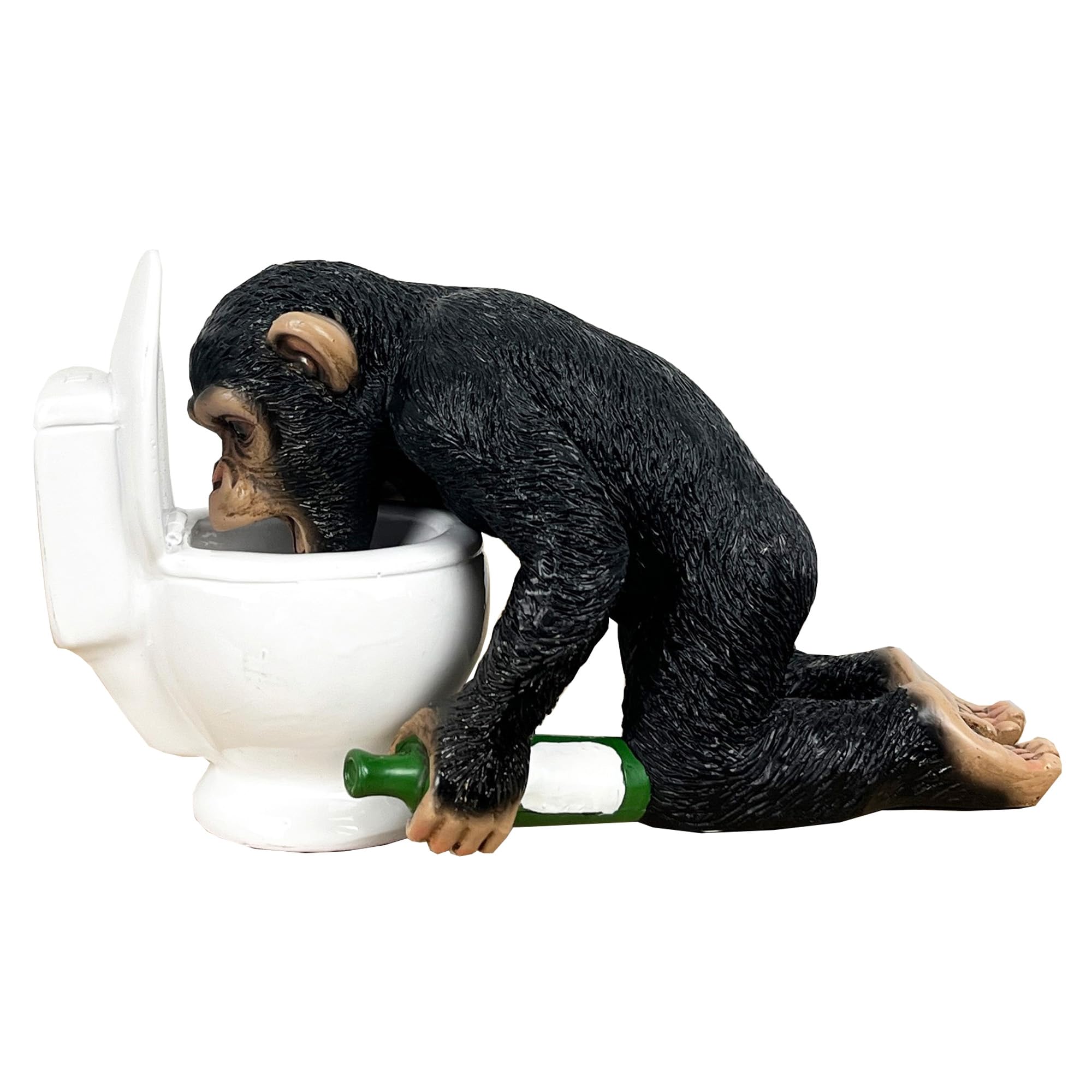 Alfie Francis 16.5cm (Length) Funny Drunk Monkey Holding a Beer Being Sick in a Toilet Ornament for the Home