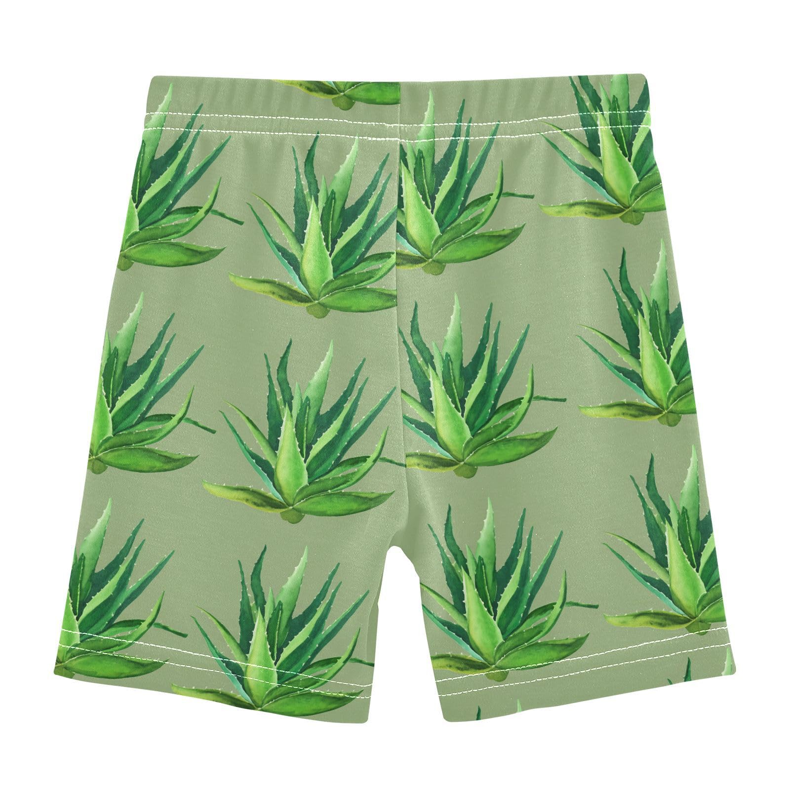 Green Plant Girls Bike Shorts Toddler Soft Cotton Cartwheel Under Dress Dance Shorts