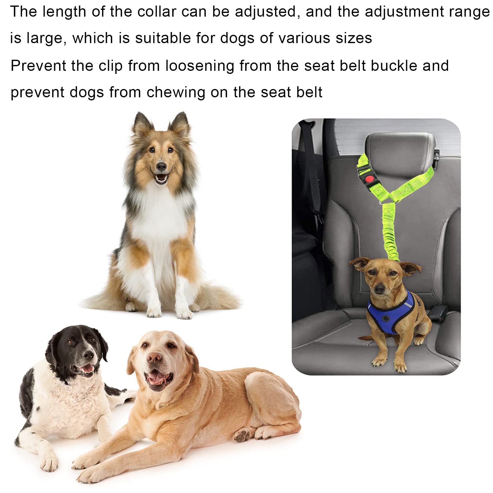 Dog Seat Belt For Car, Crash Tested Dog Seat Belt Dog Restraints Vehicle Seatbelts Harness Puppy Safety Harness Dog Nylon Reflective Safety Seatbelt Strap Dog Car Harness For