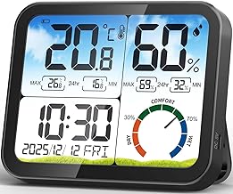 Digital Hygrometer Thermometer, VOCOO Indoor - 5.8" Extra Large Display Accurate Hygrometer, Indoor Thermometer, Ambient Comfort Display, Calibration Function, Maximum Minimum Recording Function