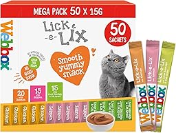 Webbox Lick-e-Lix Cat Treats Variety Value Pack - Kitten Friendly, Grain Free, No Artificial Preservatives or Colours (50 Pack)