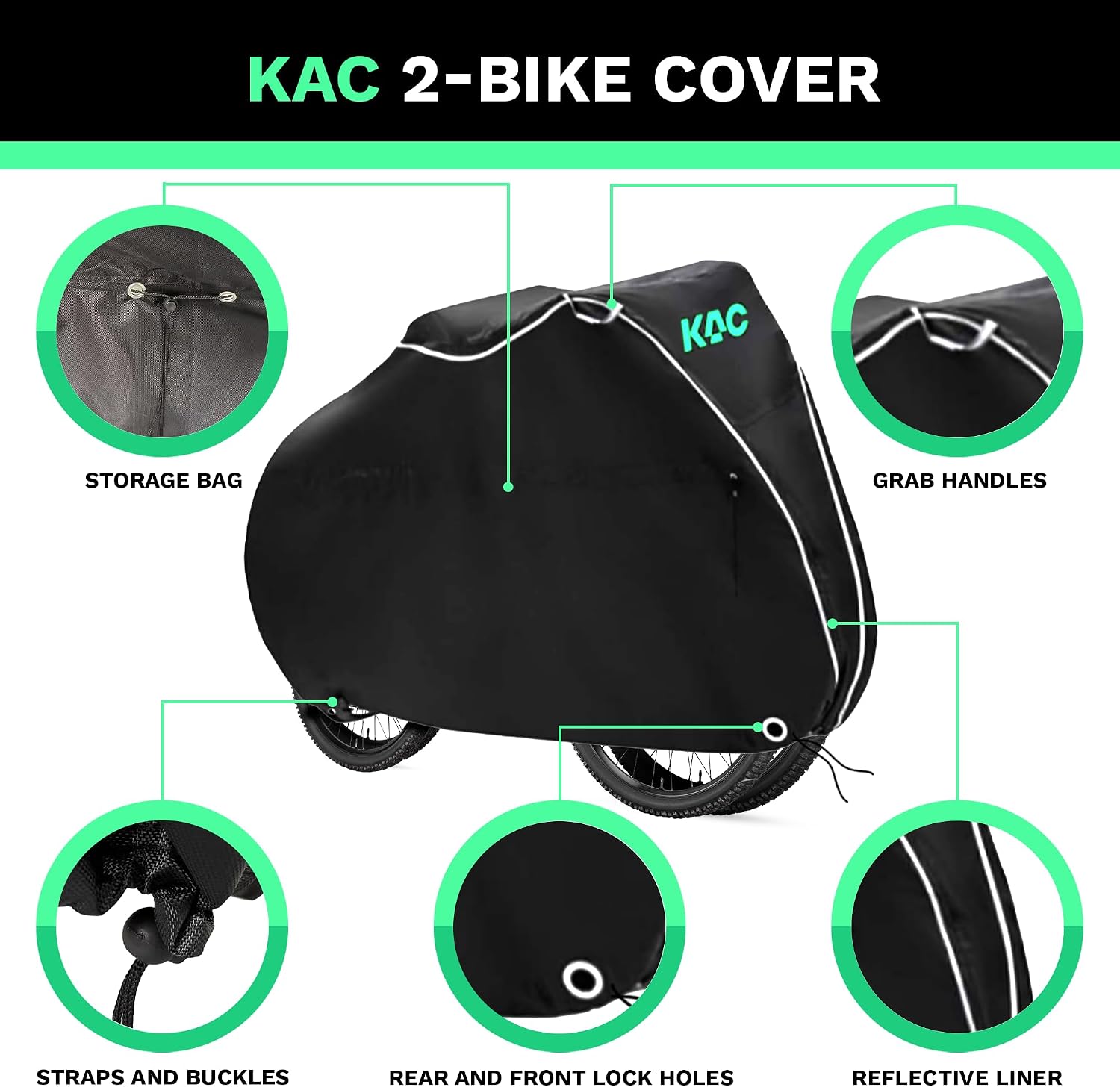 KAC Bike Cover for Transport On Rack - 600D Heavy Duty Bicycle Covers image 4