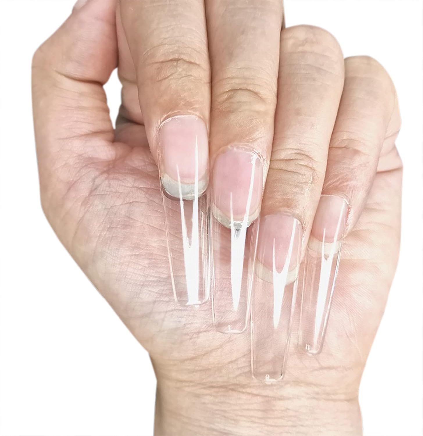 Allkem 300 pcs Clear Extra Long square/XXL Square False Press on Nails full cover Bag