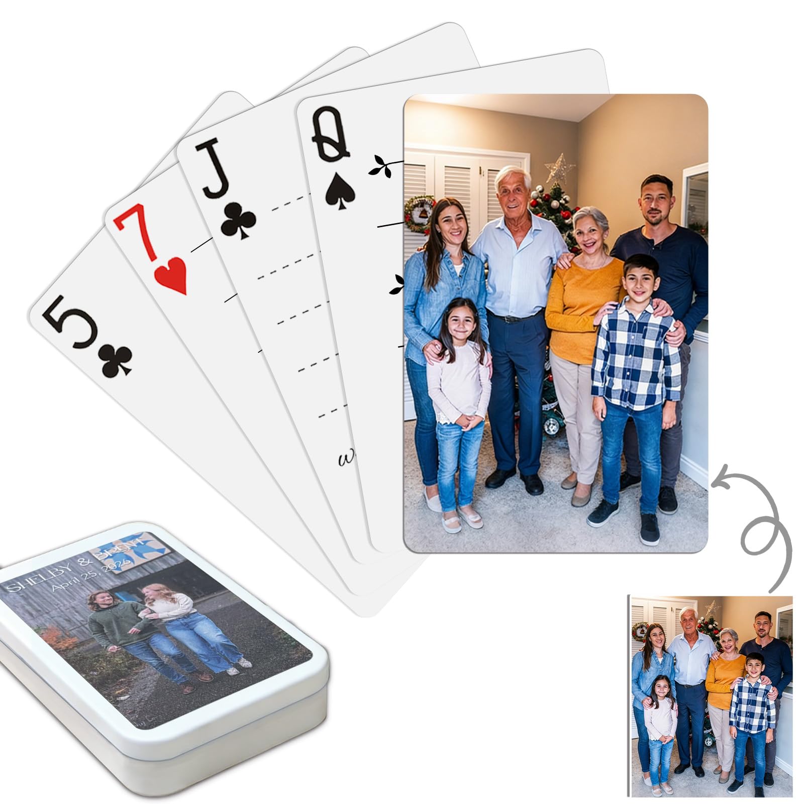 BPWBCSLXX33 Custom Playing Cards Personalised Playing Cards with Photo Customized Deck of Cards Gift for Family Party Wedding - Blank or Line