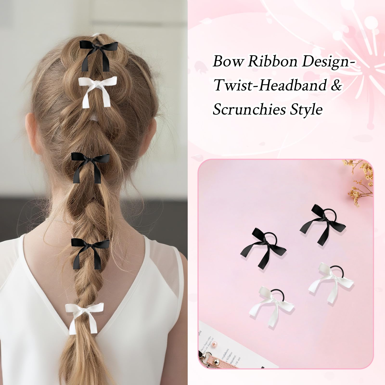 FrostyFlair 12 Piece Hair Ties for Girls Silky Satin Hair Bows Hair Accessories for Girls Women's Hair Accessories - Image 4