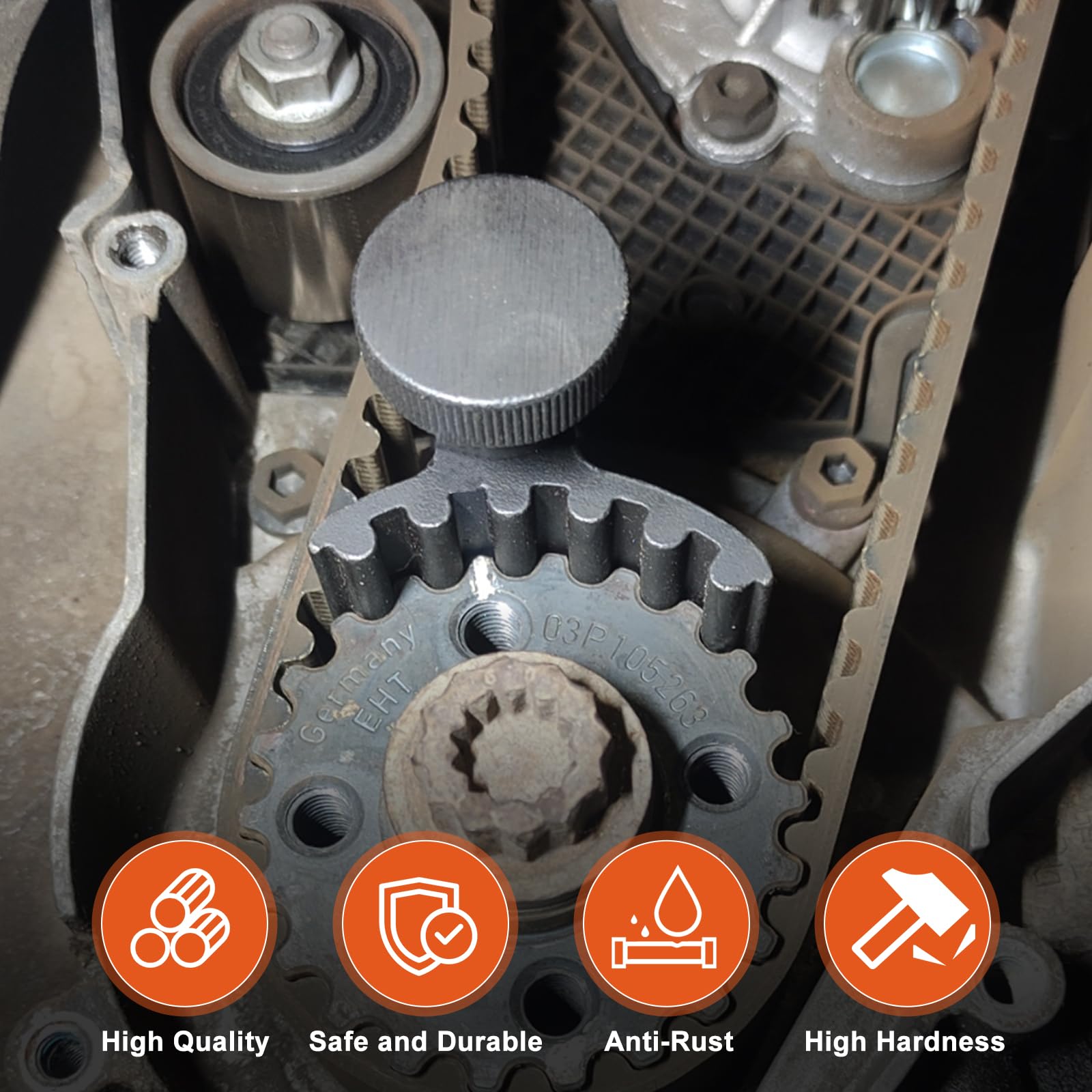 Kit Messa in Fase, Set di Attrezzi Distribuzione Compatibile con VW Audi SDI TDI 1,2 1,4 1,6 1,9 2,0 Kit Smontaggio Cinghia Alternatore con Scatola Portaoggetti Rossa
