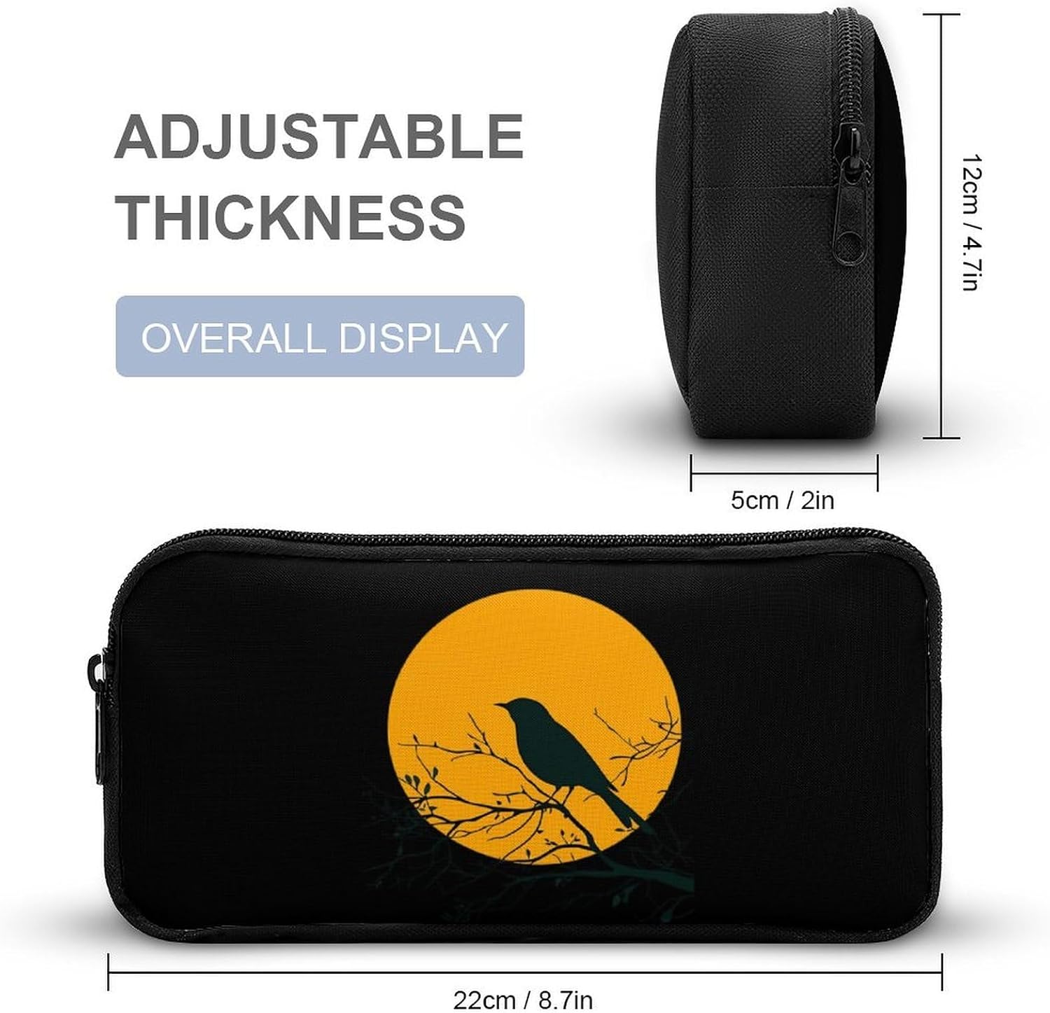 Silhouette of Bird Moon Travel Cosmetic Bag Makeup Bag image 2