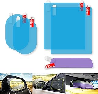 5PCS Car Rearview Mirror Film Car Side View Mirror Film Anti Glare Film for Interior Rearview Mirror ,Nano Rainproof Film Anti Fog Anti Glare Mirror Window Film,Clear Protective Film for Car Mirrors
