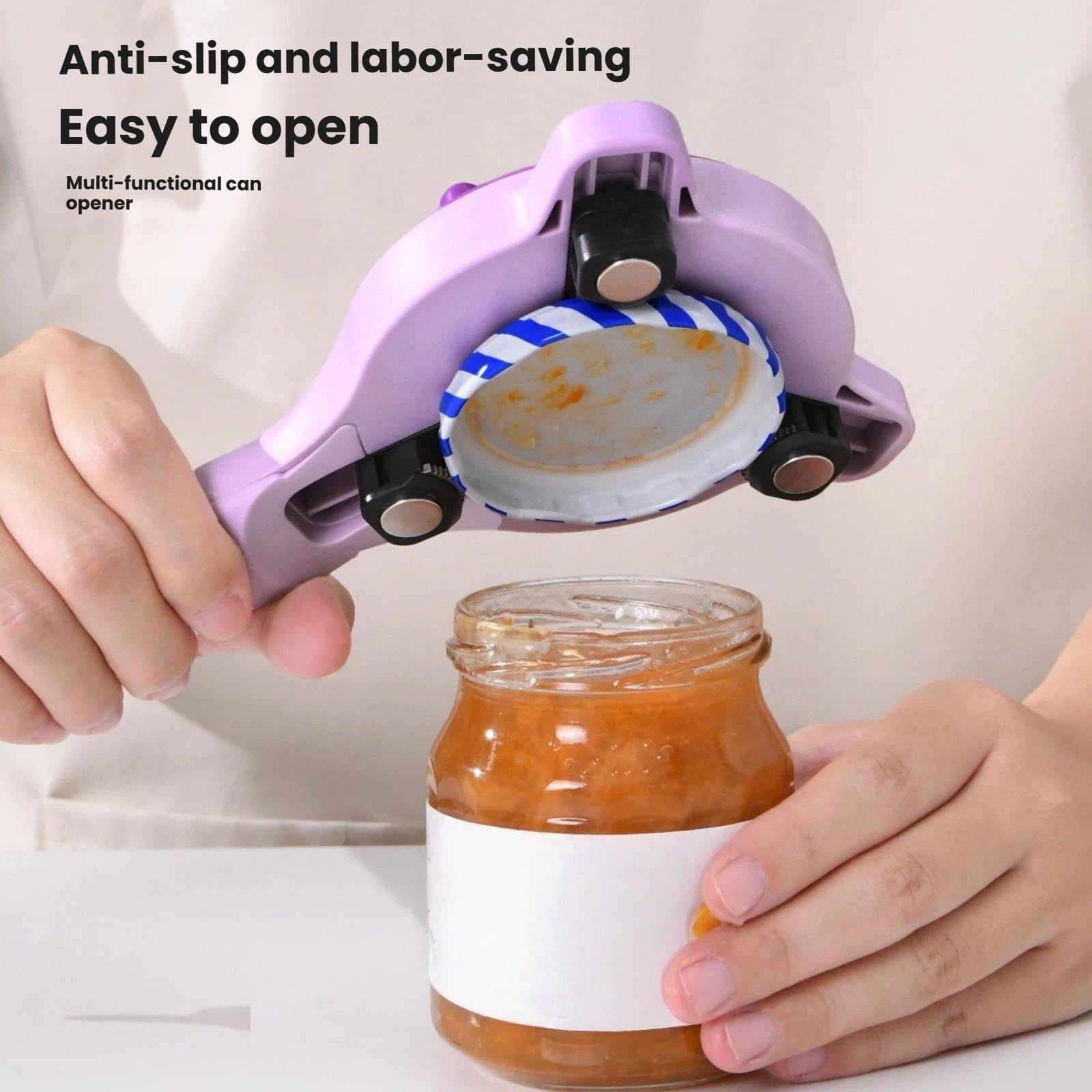 Multifunktionaler Glasöffner, verstellbarer manueller Flaschen- und Dosenöffner, ergonomischer Anti-Rutsch-Griff für Senioren und Arthritis, universelles Küchenwerkzeug für den Heimgebrauch