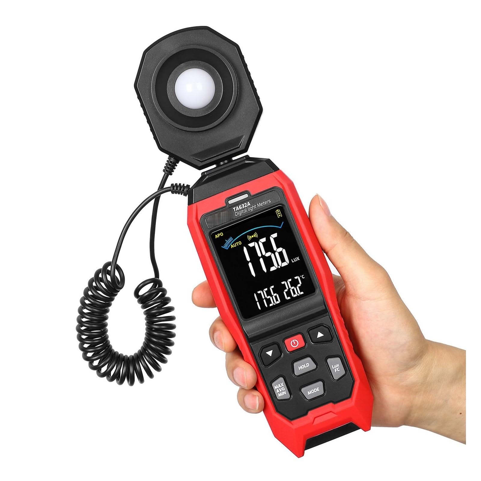 TA632A LCD Digitales Lichtmessgerät Luxmeter Illuminometer Luminometer Photometer 0-200000 Lux,Multifunktionalität
