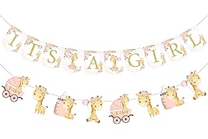 Giraffe Baby Shower Banner Garland Decorations Set for Baby Girls