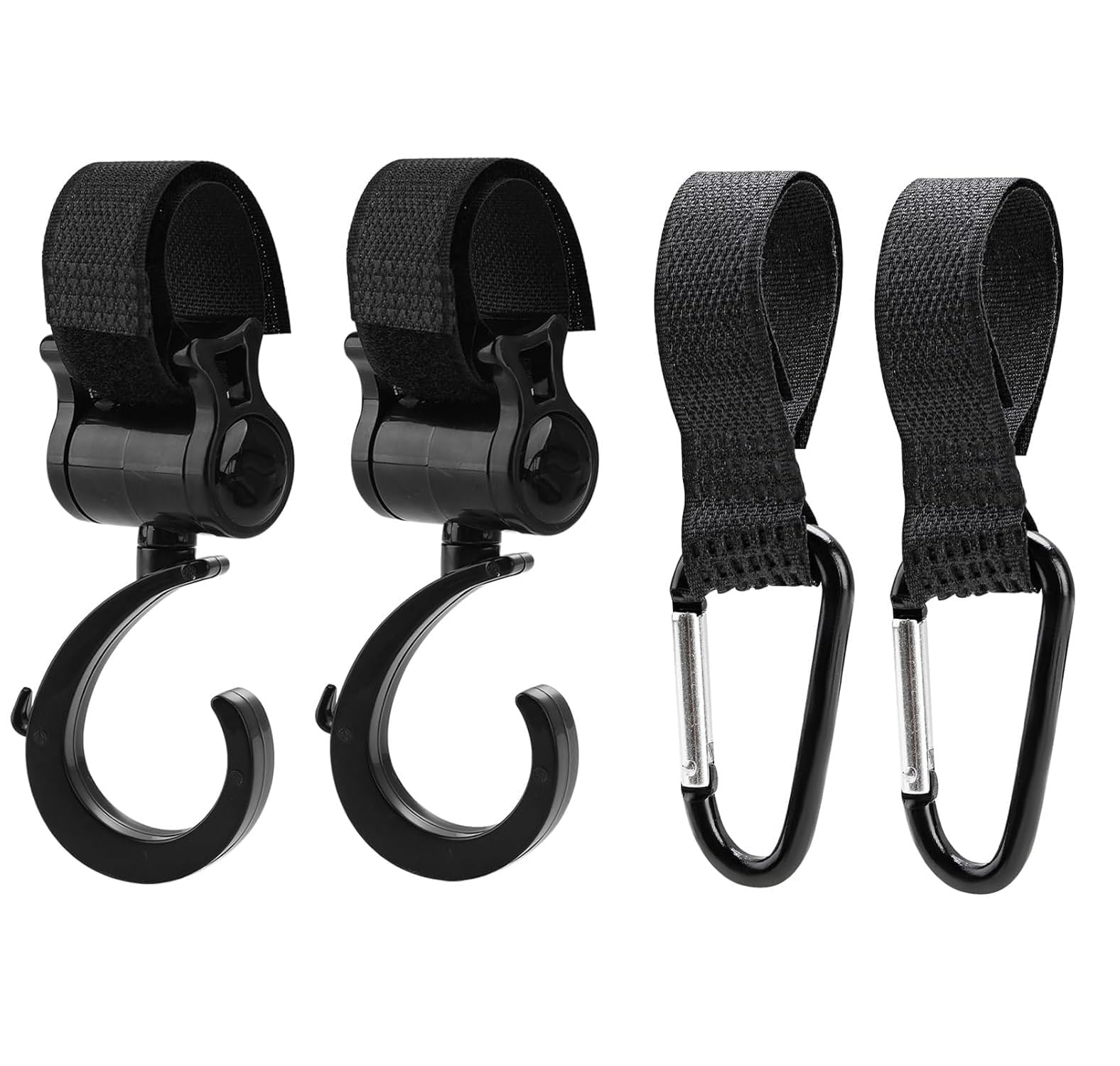 Lvjkes 4 Pièces Crochet Poussette Universel Cuir – Mousqueton Antidérapant Forte Charge (Noir)