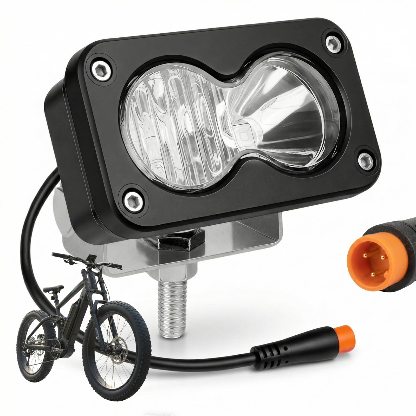 Photo 1 of Baja Style Light Ebike Headlight for RidstarQ20, 3-Pin Julet Waterproof Connector Bright 20W LED Plug and Play 12V-60V Wide Voltage Compatible Head Lamp for Super73, Ariel Rider, Revv1(White)