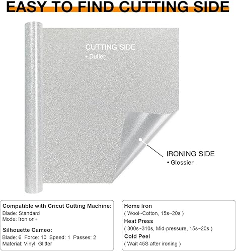 Miniatura 351 de HTVRONT - Rollo de vinilo termotransferible, 12 in x 8 ft, para diseños en camisetas, fácil de cortar y despegar, para planchar y máquinas Cricut
