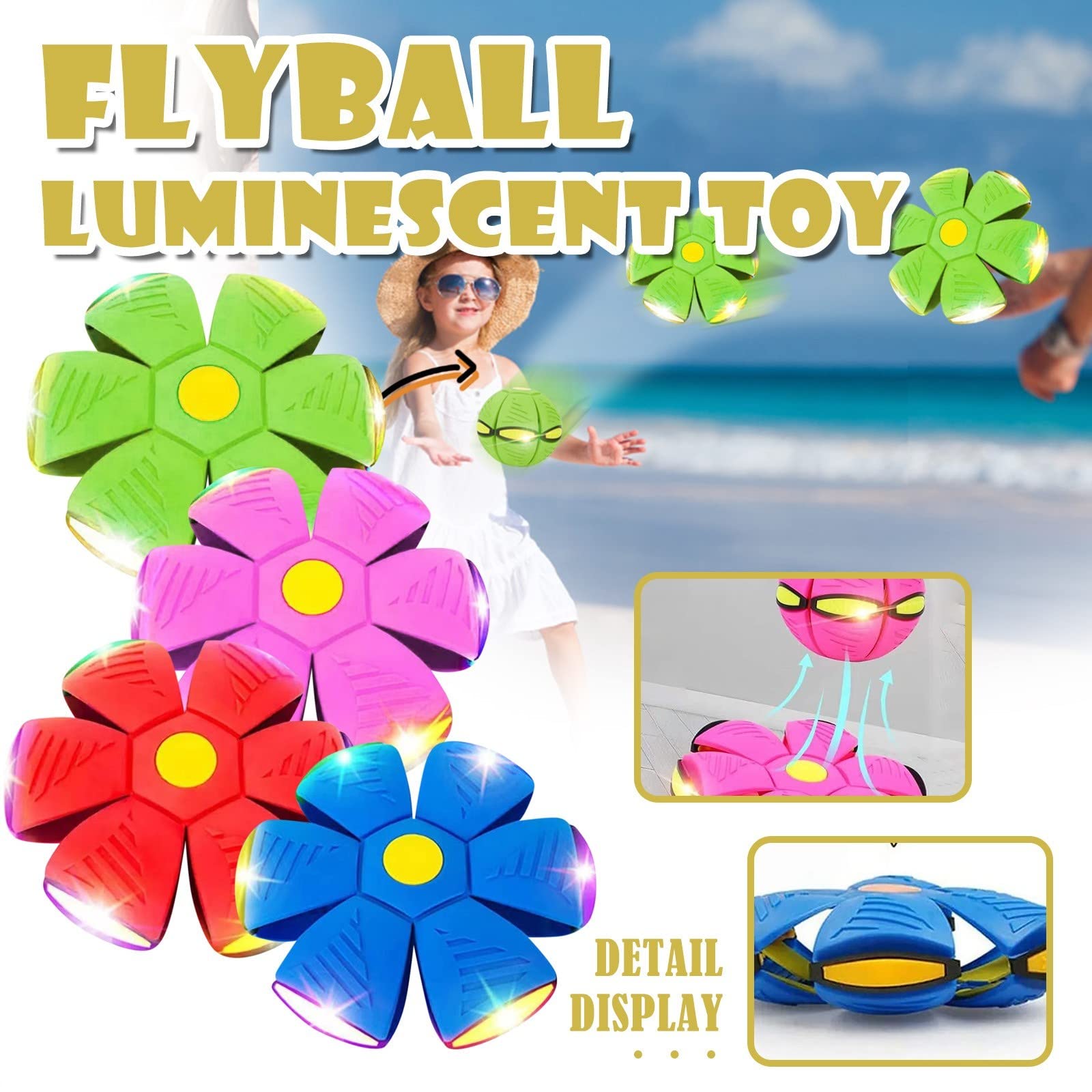 Pelota Saltarina Niños Gracioso Metaball Mágico, Platillo Volador Magic Metaball con 6 Luces, Children's Bouncing Ball para Interacción Entre Padres E Hijos (A01-Rojo(Versión con Seis Luces))