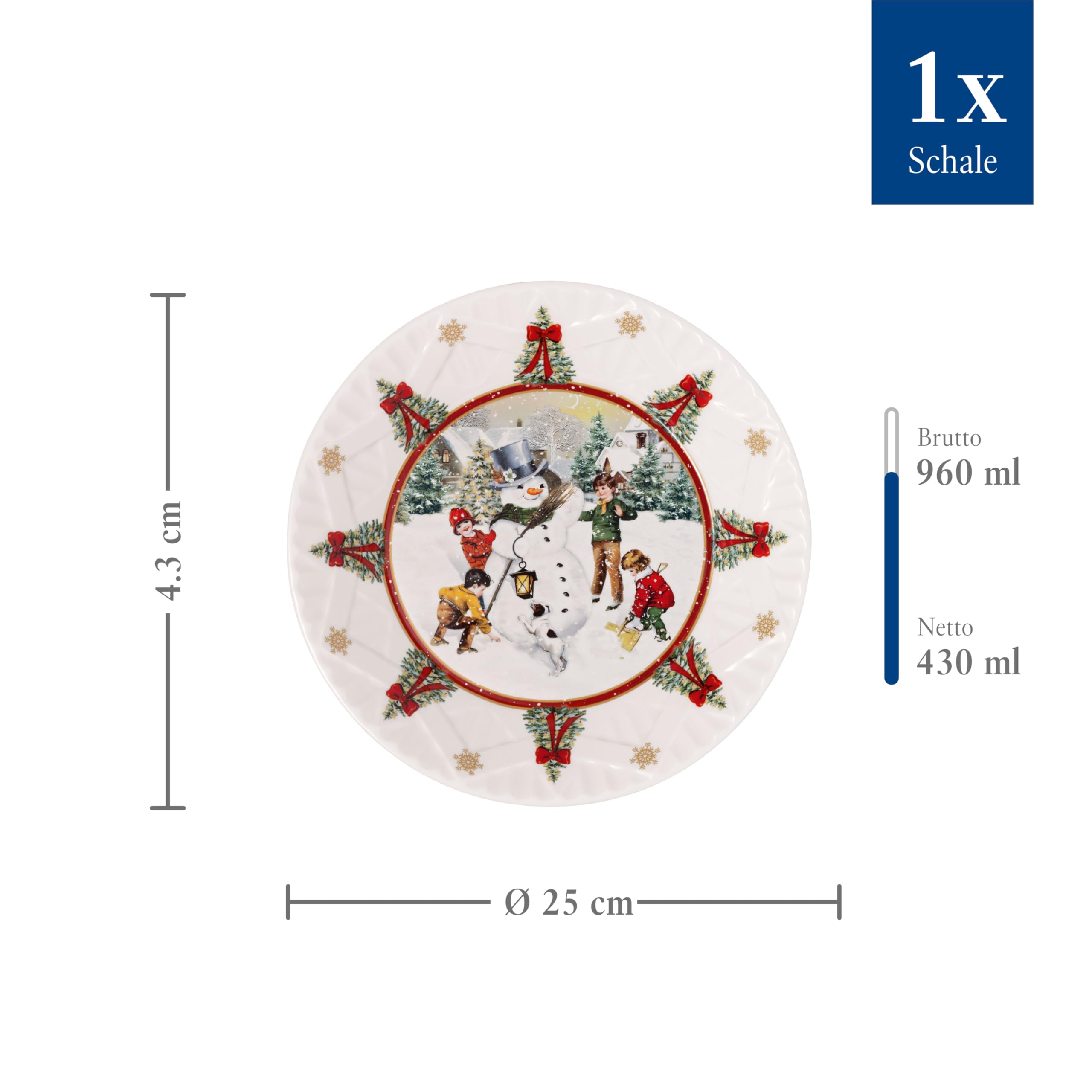 Villeroy & Boch – Toy's Fantasy Schale Groß "Schneemann" Bunt, Bowl, Weihnachtsschale, Servierschale, Weihnachtsgeschirr Toys, Weihnachtsdeko Keramik, Premium Porcelain