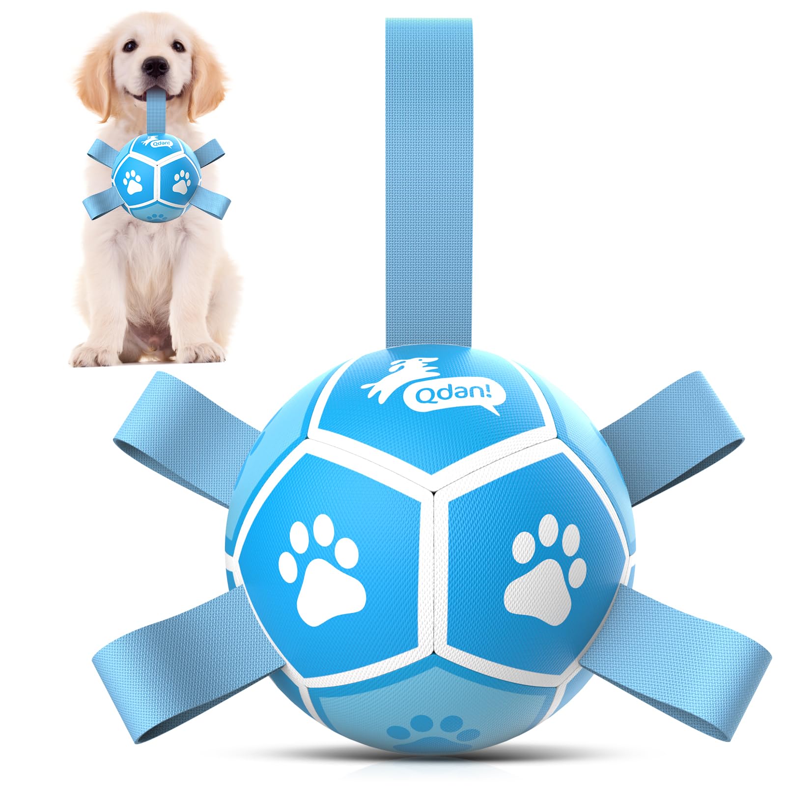 QDAN Dog Toy Balls, Dog Soccer Ball with Straps, Outdoor Dog Toys, Pet Training Soccer for Small Medium (5 Inch) โ image 1