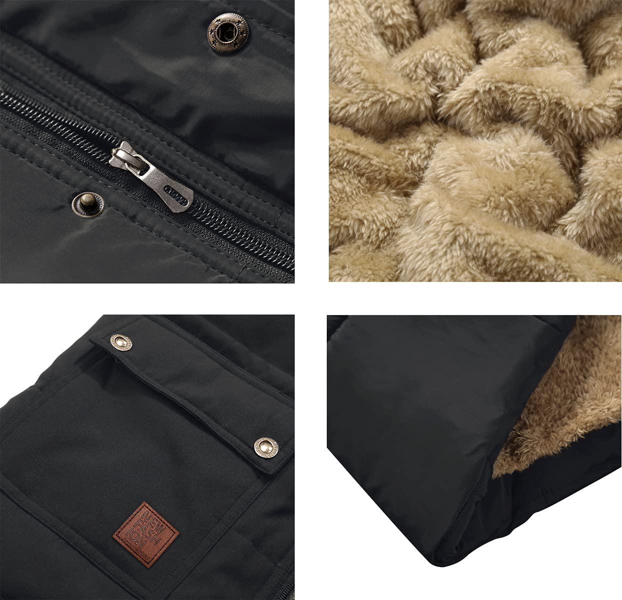 KEFITEVD Fleeceweste Herren Winter Thermo Weste Gefüttert Outdoor Herbst | Schwarz, Wasserabweisend und Winddicht, Fleecegefüttert, Stehkragen mit Windschutzleiste, 3 Taschen, Schwarz 3XL