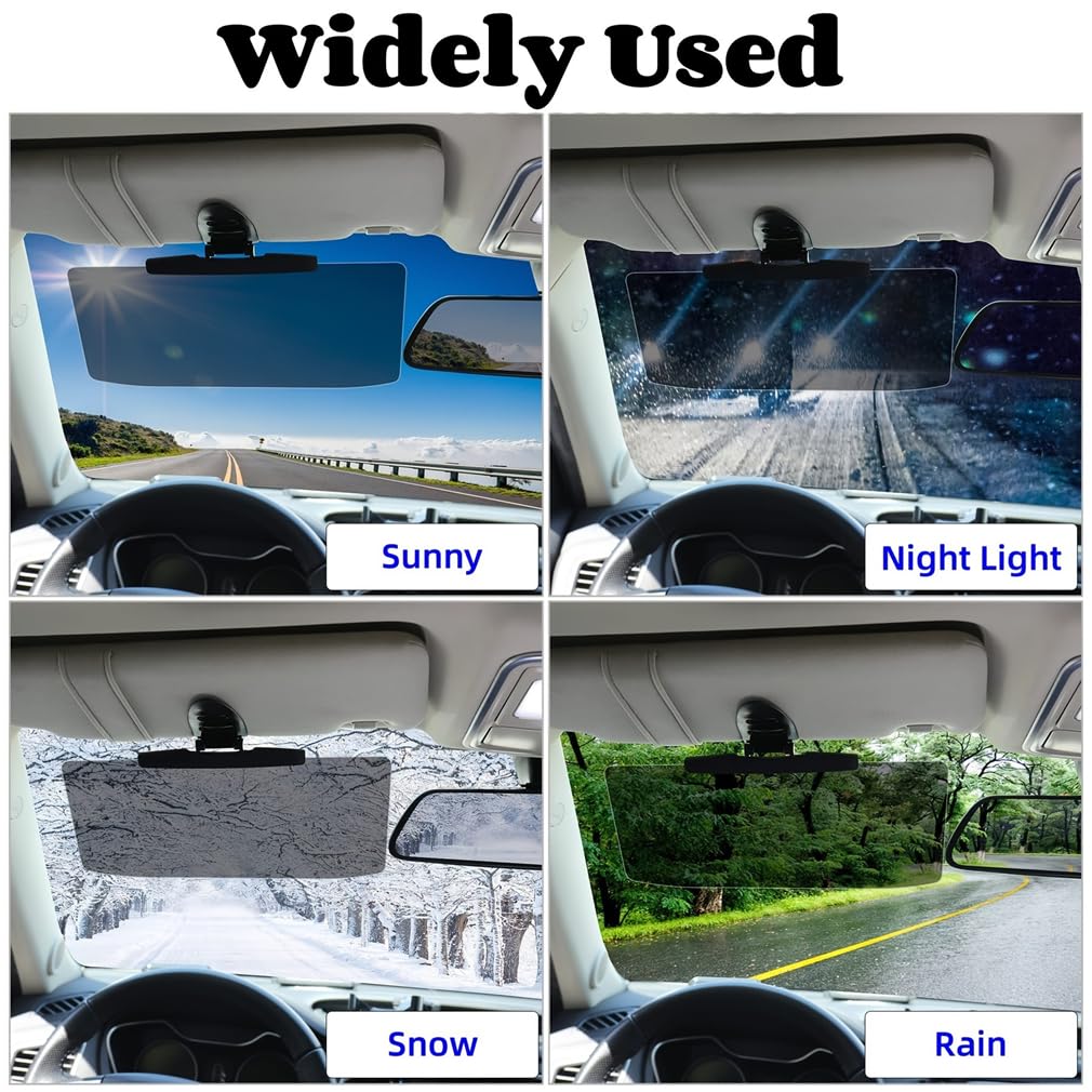 Car Sun Visor with Polarized Glare Protection, Anti-Glare Adjustable Car Visor Extender, Universal Visor Extender Attachment, Clearer Vision for Front Seat Driver Or Passenger (2PCS)