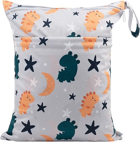 Miniatura 5 de babygoal Bolsas para artículos húmedos y secos para pañales de tela para bebé, bolsas de viaje lavables, playa, piscina, bolsa de gimnasio para