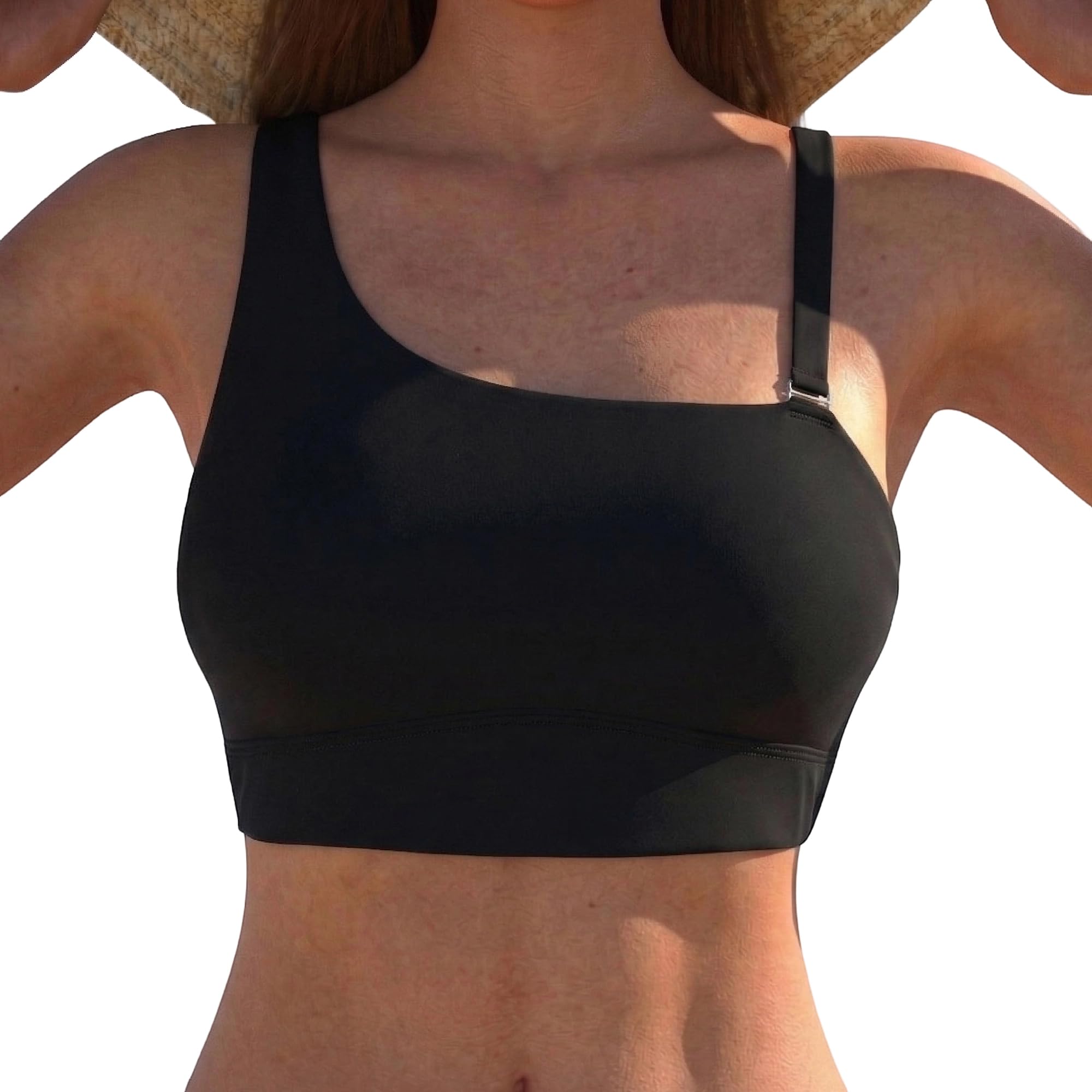 Hilor Women's Underwire Bikini Top One Shoulder Swimsuits Push Up Bathing Suit Top Cropped Tankini Tops Only