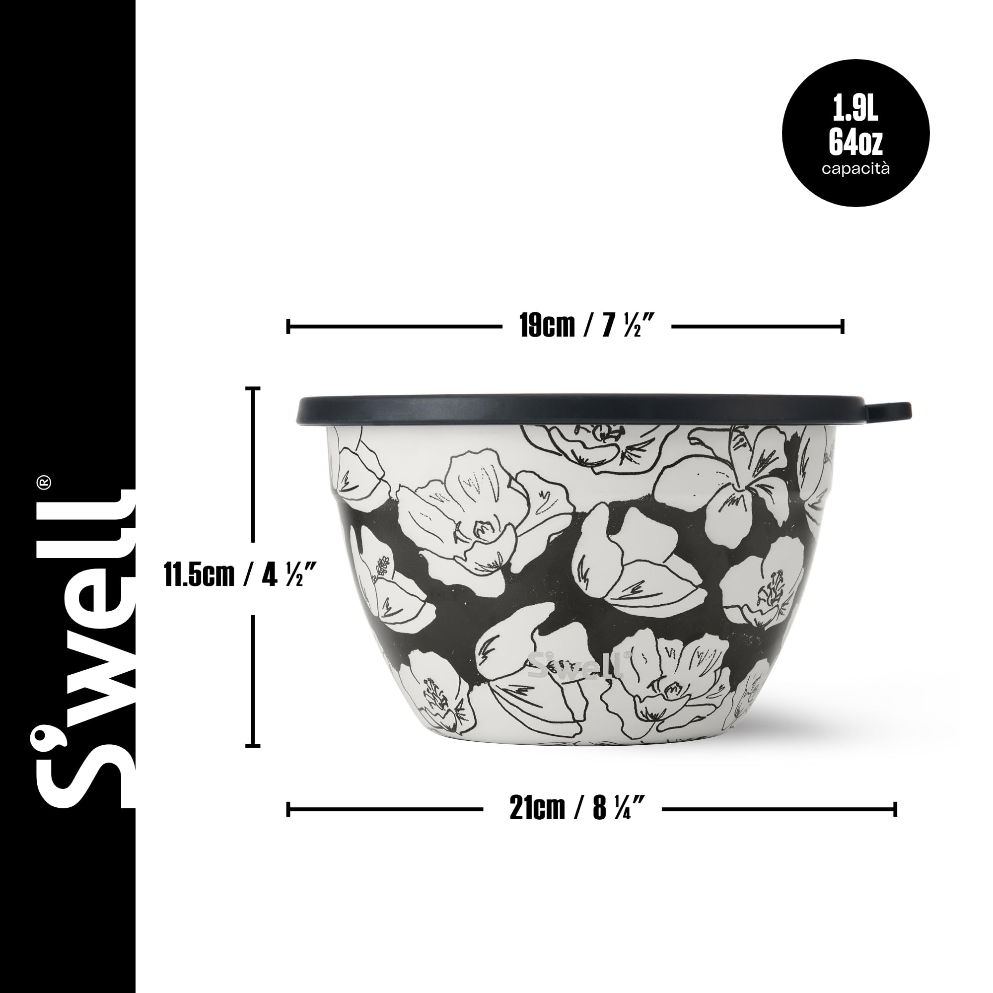 S'well Kit per insalatiera in acciaio inox, 1,9 litri, con contenitore per condimenti da 60 ml e vassoio rimovibile per l'organizzazione, a prova di perdite, facile da pulire, lavabile in
