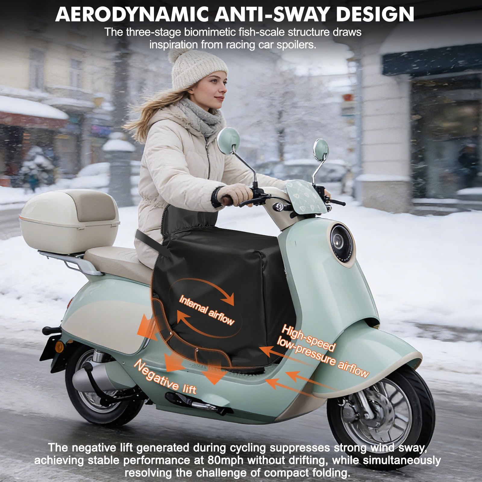 Couverture de Protection d'hiver pour Scooter Universelle Guêtres Coupe-Vent Imperméable Protège du Vent et du Froid pour Scooter et Cyclisme