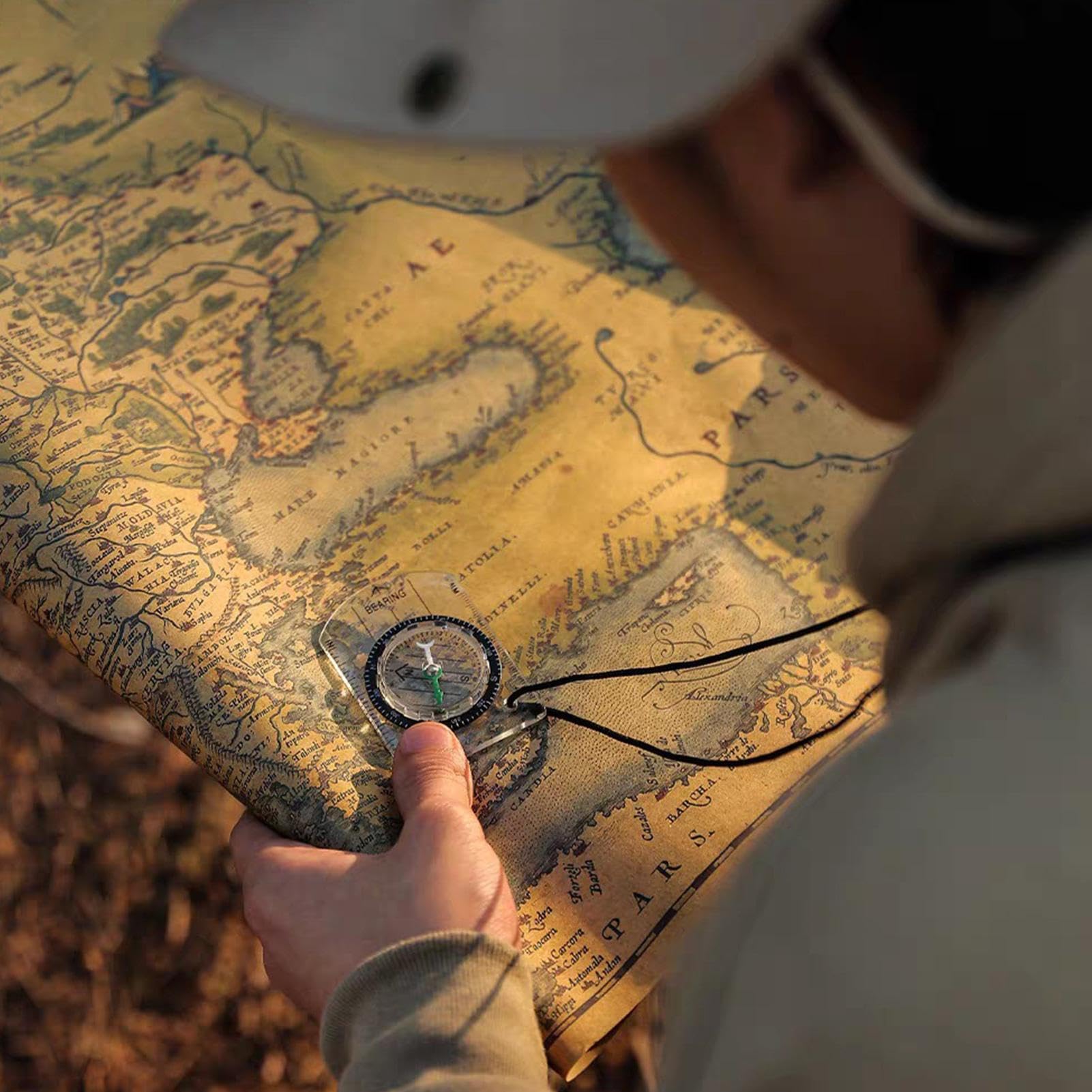 Mini Boussole Acrylique – 360°, Imperméable, Légère, Avec Cordon Pour La Randonnée Et Le Camping !