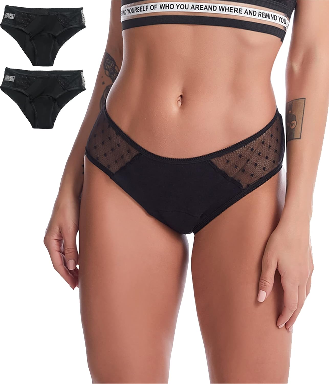 Bragas Menstruales absorbentes, pantalones cortos, bragas de reglas, absorbentes reglas, lavable, algodón, protección periódica, 4 capas antifugas, flujo ligero a abundante XS/4XL (LOT DE 2, S)