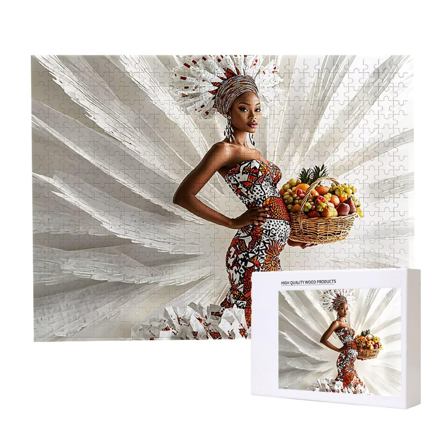 Puzzle 156 x 105 cm, 5000 sztuk puzzli dla dorosłych, prezent rocznicowy, prezent świąteczny, wystrój domu, zapobieganie degeneracji mózgu u osób starszych (kosz owoców damski) w-649