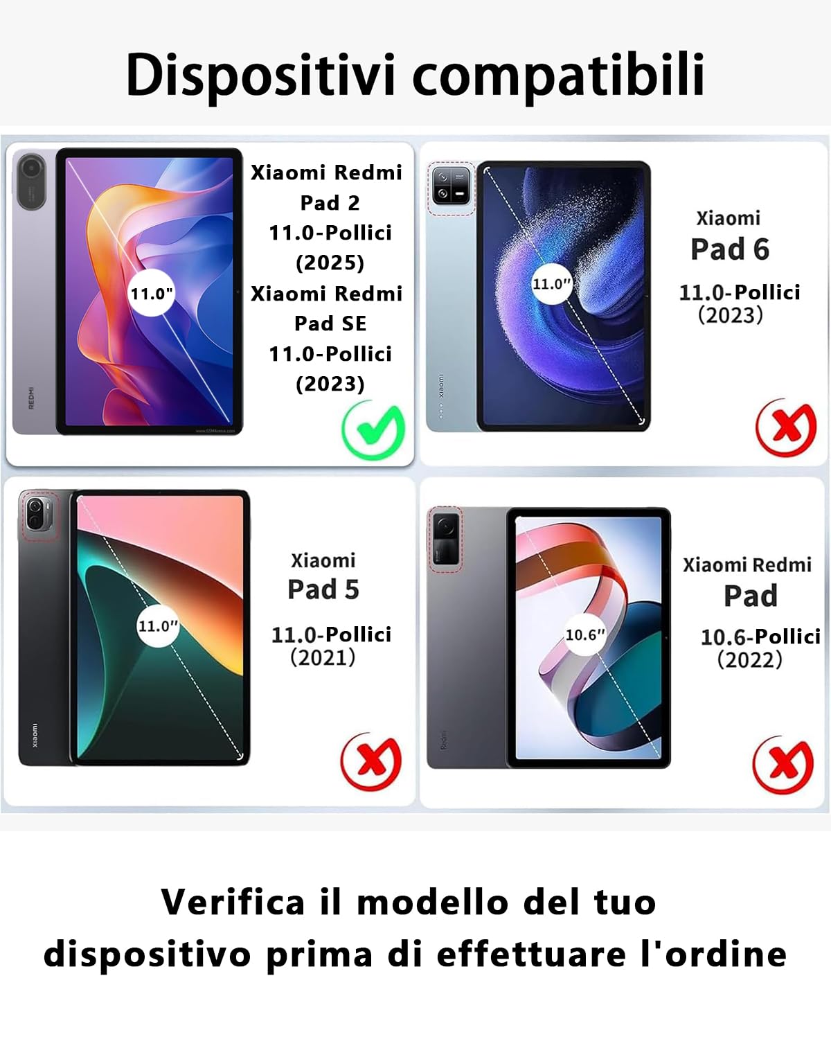 Per Xiaomi Redmi Pad SE (2023) /Xiaomi Redmi Pad 2 (2025) 11 Pollici Cover Custodia Protettivar Con Wireless Bluetooth Italiano (QWERTY) Tastiera Retroilluminati e Mouse Backlit Keyboard Case