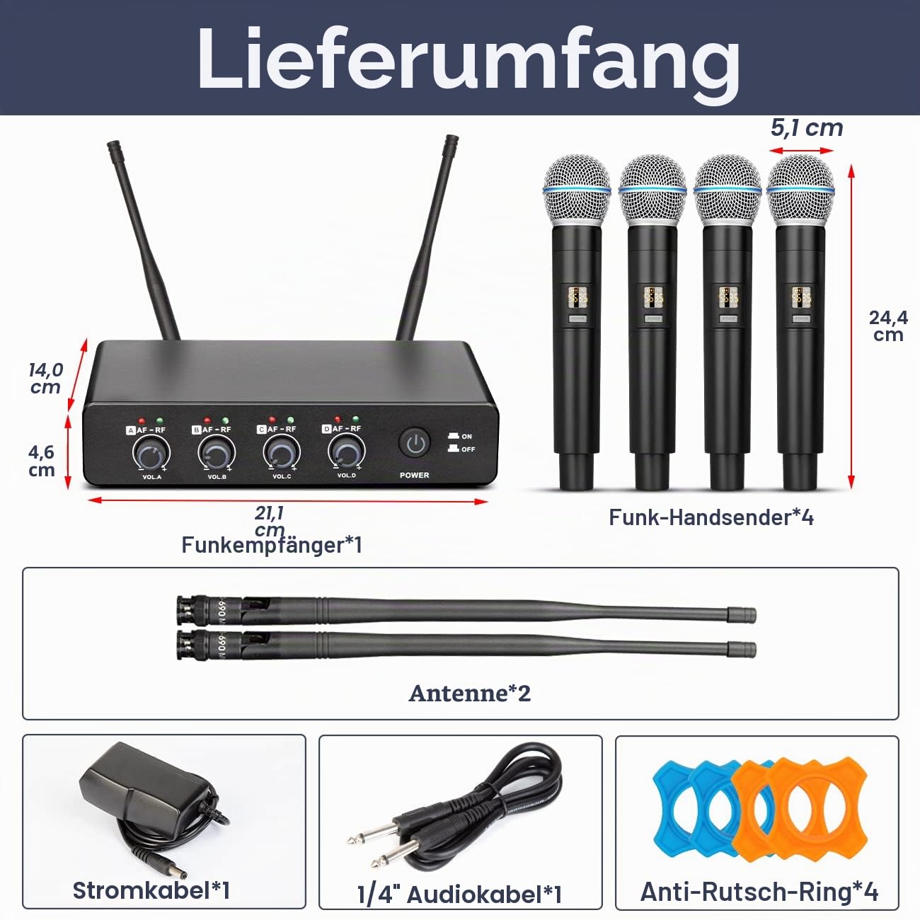 Depusheng R4 funkmikrofon kabellos mikrofon UHF Professionelles dynamisches drahtloses Drahtloses 4 Kanal Handmikrofon Heim KTV Set für Karaoke Party