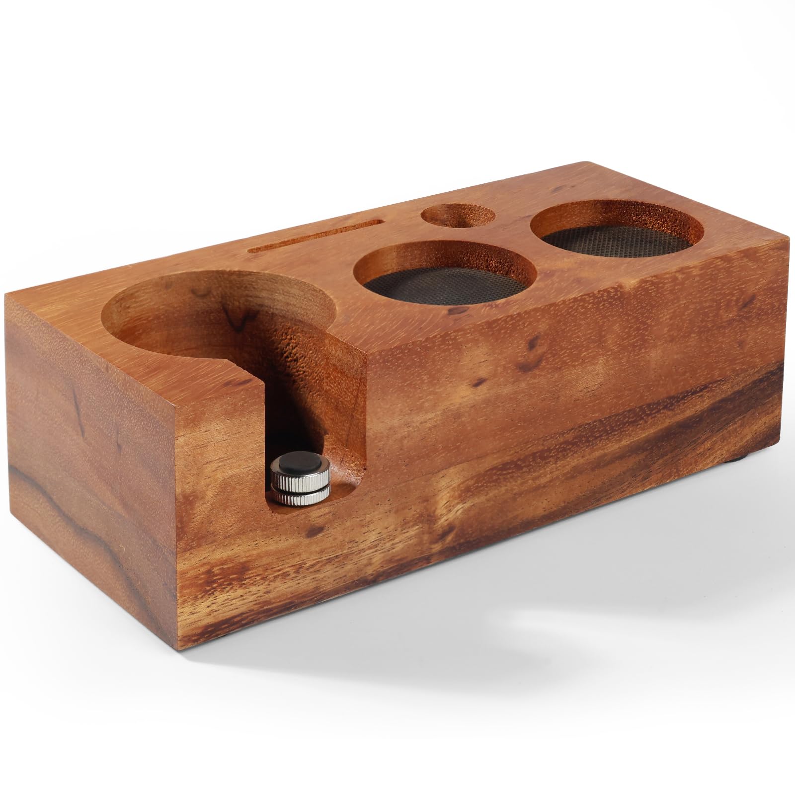 Holihoky Wulnut Wood Coffee Tamper Station, Espresso Tamping Station For Sage 54Mm Portafilter/Delonghi 51Mm Portafilter, Puck Screen, Distributor, Tamper, Natural Walnut Wood