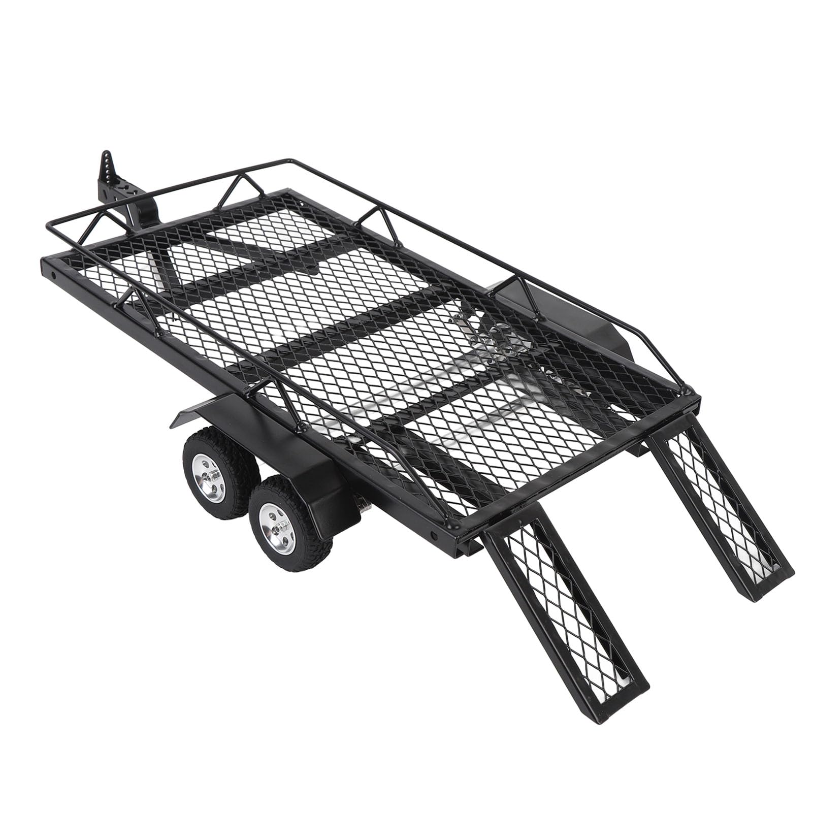 Remolque de Plataforma Plana RC, Alta Capacidad de Carga de Doble Eje, Kit de Remolque de Plataforma Plana de Metal Grande Hueco sin Costuras con Gancho para Orugas RC
