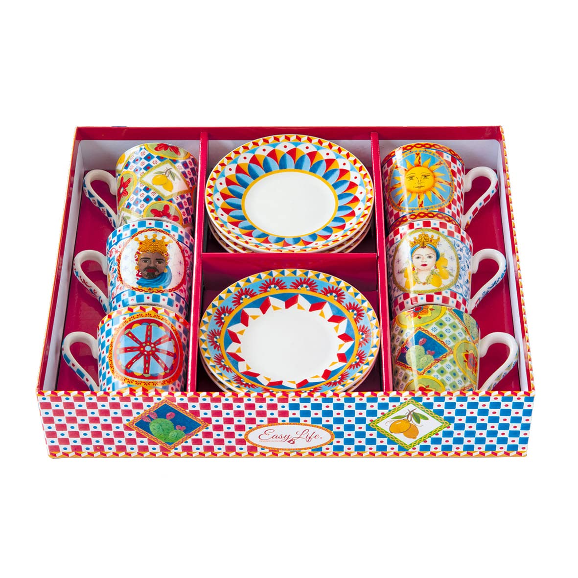 EASY LIFE Set 6 tazzine Espresso con piattini Sicily