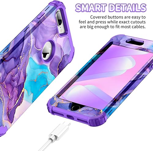 Miniatura 3 de Funda para iPhone 8 Plus7 Plus, tres capas, resistente, a prueba de golpes, de plástico duro, goma de silicona suave, funda protectora para iPhone 8