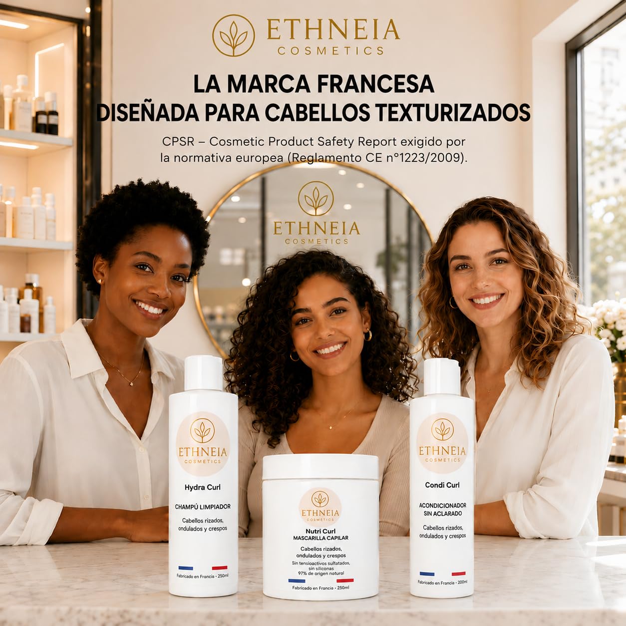 Locken-Routine für welliges, lockiges und krauses Haar – Nutri Curl Maske 250ml + Hydra Curl Shampoo 250ml + Condi Curl Leave-in 200ml – ohne Sulfate, natürlichen Ursprungs, Made in France