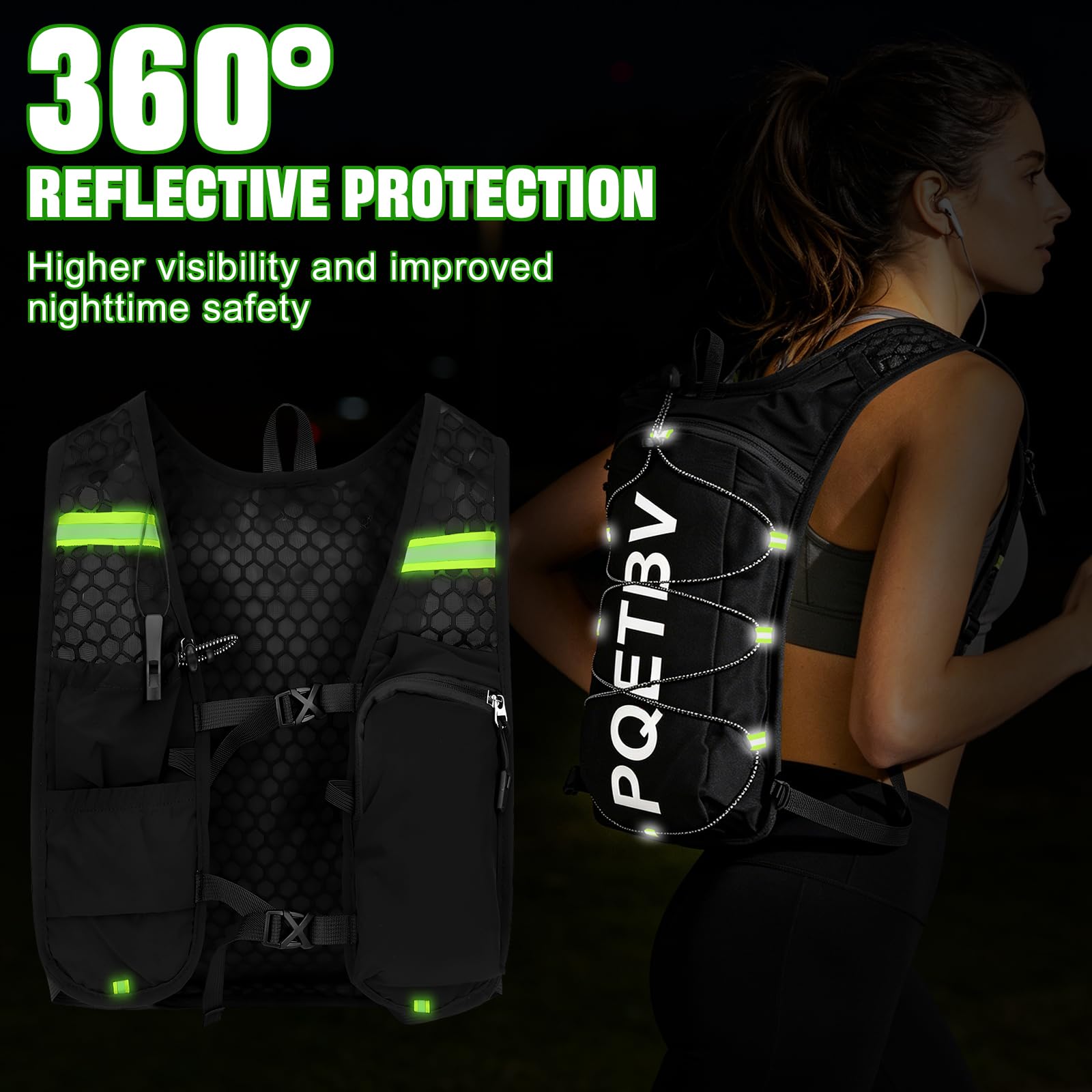 Sac Hydratation Trail, Gilet d'hydratation de Course avec Bouteille d'eau de 500 ML, Sac à Dos de Course Réglable et Réfléchissant et Léger pour Marathon, VTT, Cyclisme, Randonnée, Plein Air