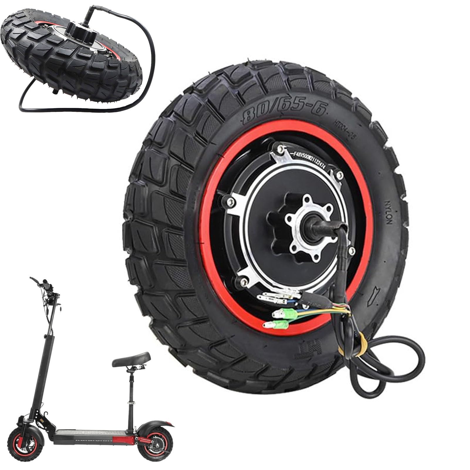 Elektroroller Nabenmotor Rad Reifen für M4/M4pro, 48V E-Scooter Radnabenmotor Ersatzreifen für Tretroller, Ersatzschlauch für E-Scooter für Erwachsene Ersatzteile