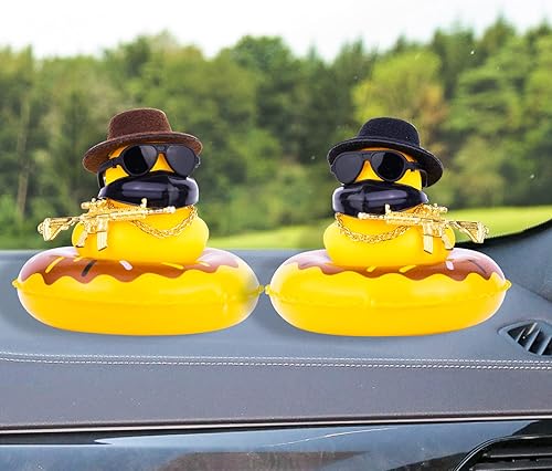 Miniatura 6 de MuMyer Adornos de pato de goma para automóvil, decoración de tablero de automóvil con accesorios geniales, cubierta de boca, mini anillo de